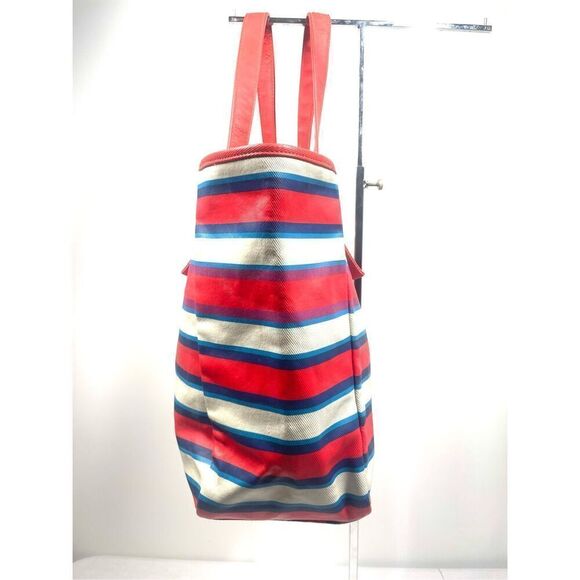 Marc Jacobs Workwear Coated Canvas Striped Tote ~ Red White Blue - Picture 4 of 8